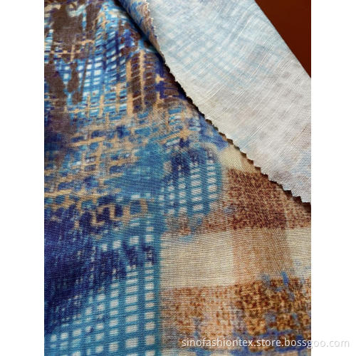 tencil rayon linen print fabric for lady's s/s season dress